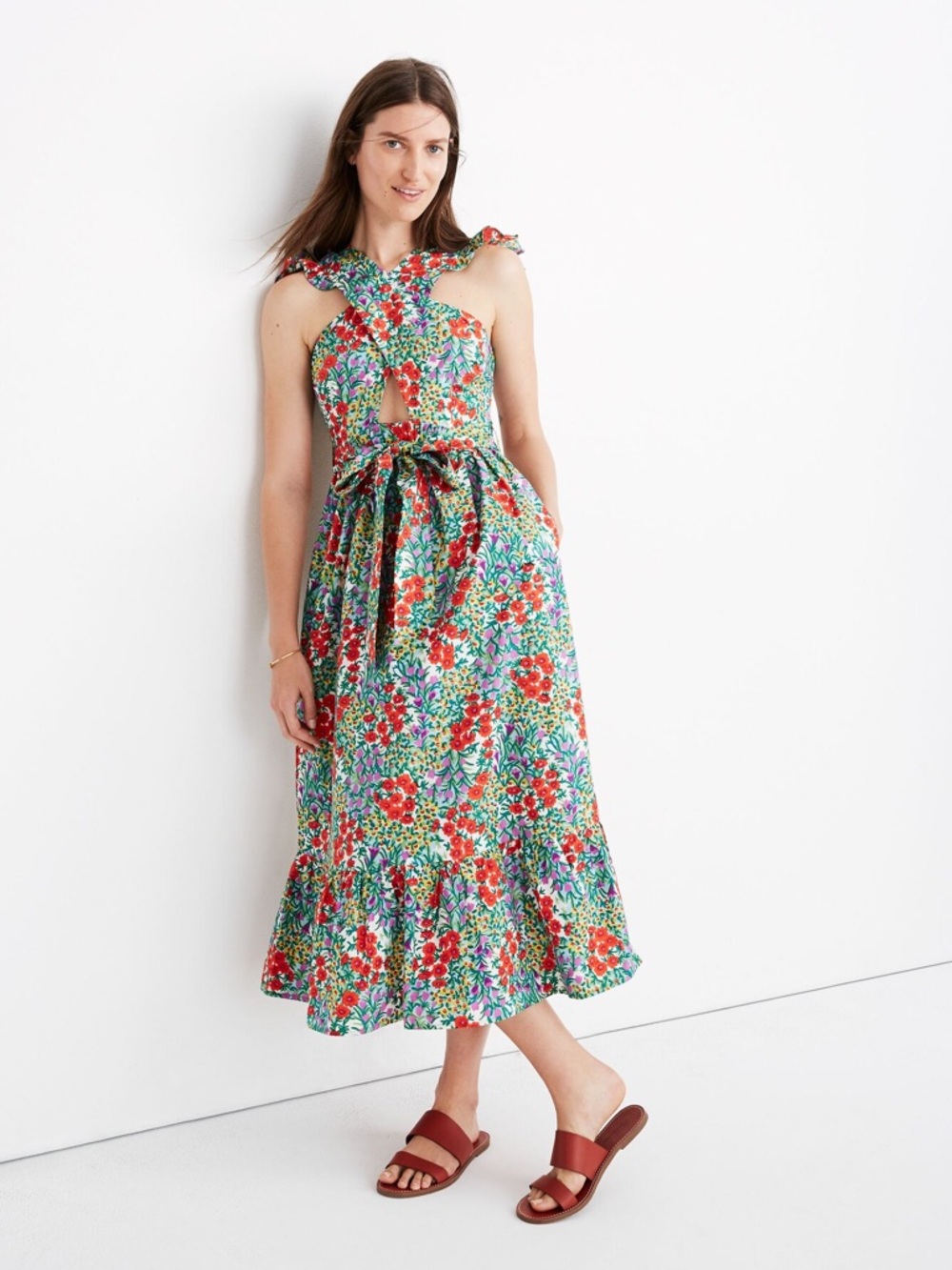 NWT Banjanan Cecil Midi Dress in Cottage Garden Poppy Multi